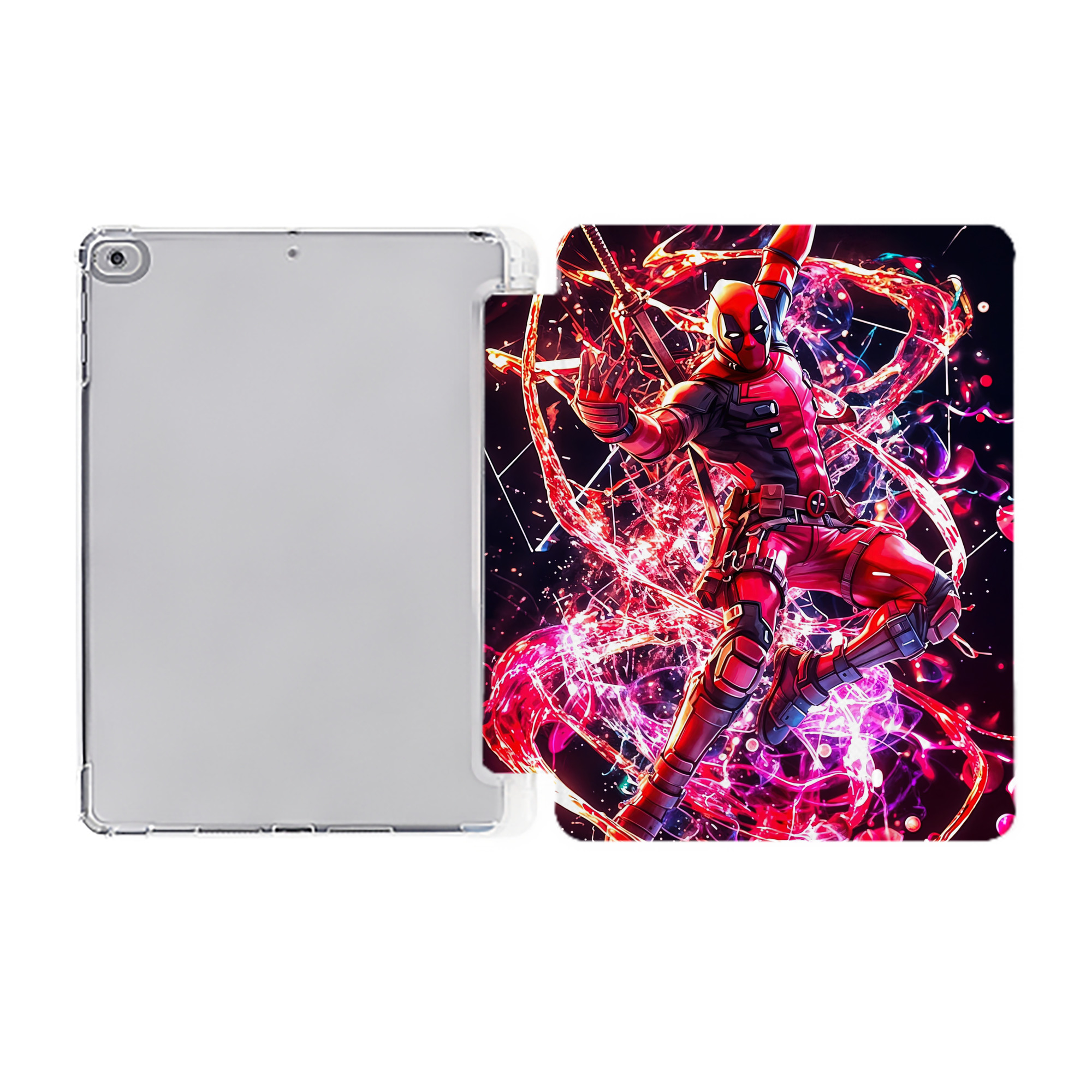 （画像用） Deadpool デッドプール IPad ケース ペン収納付き 三つ折りスタンド PUレザー×シリコン 対応機種9.5/10.5/10.9インチ